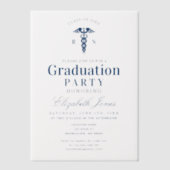 Elegante Blue Medical Student Graduation Party Pergament Einladungen (Vorderseite)