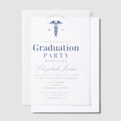 Elegante Blue Medical Student Graduation Party Pergament Einladungen (Versetzt)
