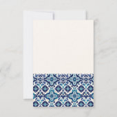 Elegante Blue Mediterranean Tile Wedding RSVP Card (Rückseite)