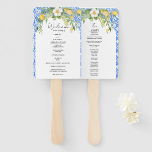 Elegante Blue Mediterranean Wedding Program Card Fächer