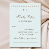 Elegante Blue Monogram Pearl Wedding RSVP Card Karte