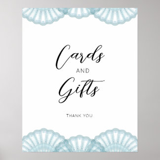 Elegante Blue Muschel Card and Gifts Poster