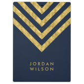 Elegante Blue Name Imitate Gold Zickzack Klemmbrett (Rückseite)