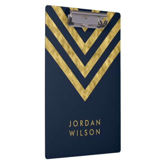 Elegante Blue Name Imitate Gold Zickzack Klemmbrett (Rechts)