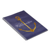 Elegante Blue Nautical Gold Ankerboot Yacht Notizblock (Rechte Seite)