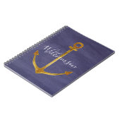 Elegante Blue Nautical Gold Ankerboot Yacht Notizblock (Linke Seite)