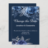 ELEGANTE BLUE NAVY FLORAL GRENZE ÄNDERN DAS DATUM (Vorne/Hinten)