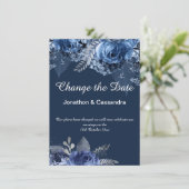 ELEGANTE BLUE NAVY FLORAL GRENZE ÄNDERN DAS DATUM (Stehend Vorderseite)