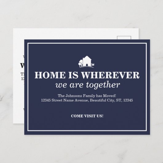 Elegante Blue New Zuhause Moving Ankündigung (Vorne/Hinten)