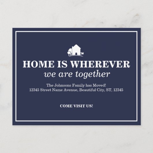Elegante Blue New Zuhause Moving Ankündigung (Vorderseite)