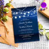 Elegante Blue Night & Silver String Lights Hochzei Einladung