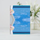 Elegante Blue Ocean Beach Hochzeit Platzkarte (Stehend Vorderseite)