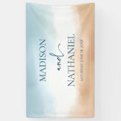 Elegante Blue Ocean Beach Shore Sand Wedding Banner (Vertikal)