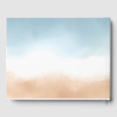 Elegante Blue Ocean Beach Shore Sand Wedding Gästebuch (Rückseite)