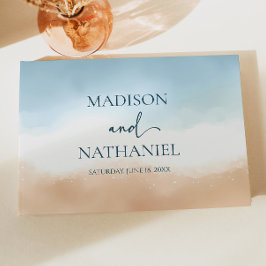 Elegante Blue Ocean Beach Shore Sand Wedding Gästebuch