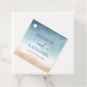 Elegante Blue Ocean Beach Shore Sand Wedding Geschenkanhänger (Beispiel)