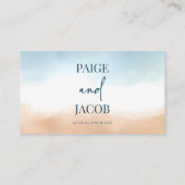Elegante Blue Ocean Beach Shore Sand Wedding Platzkarte (Rückseite)