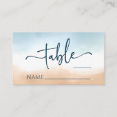 Elegante Blue Ocean Beach Shore Sand Wedding Platzkarte (Vorderseite)