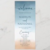 Elegante Blue Ocean Beach Shore Sand Wedding Programm (Vorderseite)