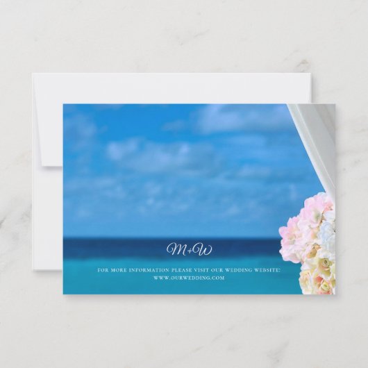 Elegante Blue Ocean Beach Summer Save the Date Car (Rückseite)