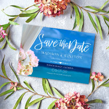 Elegante Blue Ocean Beach Summer Save the Date Car