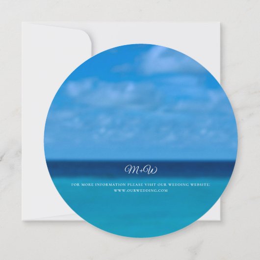 Elegante Blue Ocean Beach Summer Save the Date Car Einladung (Rückseite)