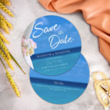 Elegante Blue Ocean Beach Summer Save the Date Car