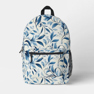 Elegante Blue Paisley Blätter - Weißer Hintergrund Bedruckter Rucksack
