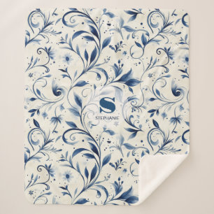 Elegante Blue Paisley Blätter - Weißer Hintergrund Sherpadecke
