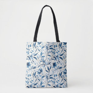 Elegante Blue Paisley Blätter - Weißer Hintergrund Tasche