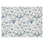 Elegante Blue Paisley Blätter - Weißer Hintergrund Tischdecke (Vorderseite (Horizontal))