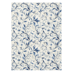 Elegante Blue Paisley Blätter - Weißer Hintergrund Tischdecke
