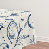 Elegante Blue Paisley Blätter - Weißer Hintergrund Tischdecke (Beispiel)