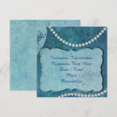 Elegante Blue Pearls Einladung & Ankündigung Karte (Vorne/Hinten)
