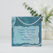 Elegante Blue Pearls Einladung & Ankündigung Karte (Stehend Vorderseite)