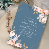 Elegante Blue Peony Rose Hochzeit Einladung