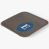 Elegante Blue Personalisiert Monogram Paper-Teller Pappteller (Gewinkelt)