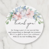 Elegante Blue Pink Blume Hochzeit Geschenkanhänger (Rückseite)