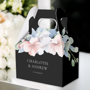 Elegante Blue Pink Blume Hochzeit Geschenkschachtel