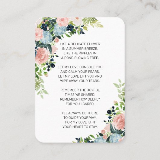 Elegante Blue Pink Rose Foto Gedenkkarte Visitenkarte (Rückseite)