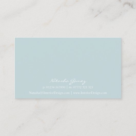 Elegante Blue Pink White Script Schriftart Busines Visitenkarte (Rückseite)