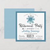 Elegante Blue Retirement Party Einladung (Vorne/Hinten)