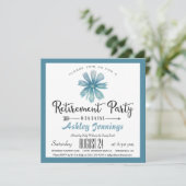 Elegante Blue Retirement Party Einladung (Stehend Vorderseite)