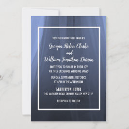 Elegante Blue Romantic Wedding Invitation Card Dankeskarte