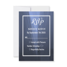 Elegante Blue Romantic Wedding RSVP Card
