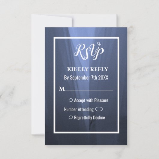 Elegante Blue Romantic Wedding RSVP Card Einladung (Vorderseite)