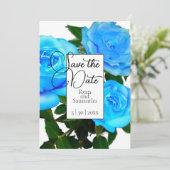 Elegante Blue Rose aquamarine Rose Save The Date (Stehend Vorderseite)