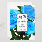 Elegante Blue Rose aquamarine Rose Save The Date (Vorne/Hinten)