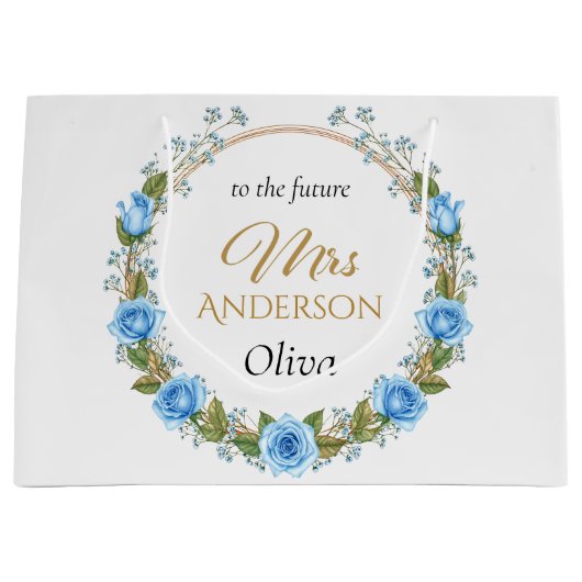 Elegante Blue Rose & Baby's Atem Große Geschenktüte (Vorderseite)