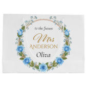 Elegante Blue Rose & Baby's Atem Große Geschenktüte (Rückseite)